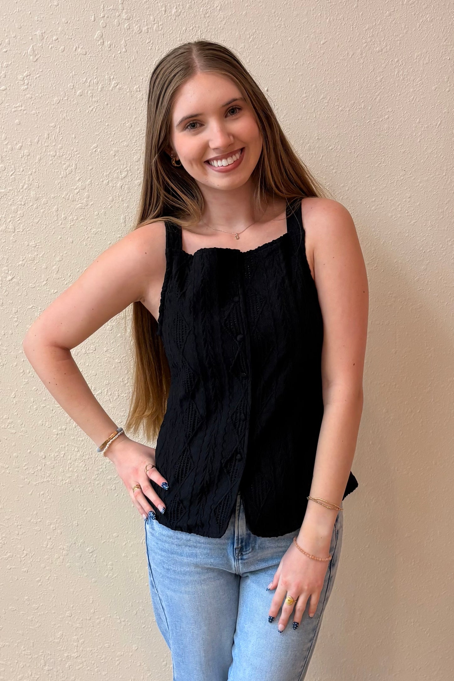 Ellie Textured Button Down Top