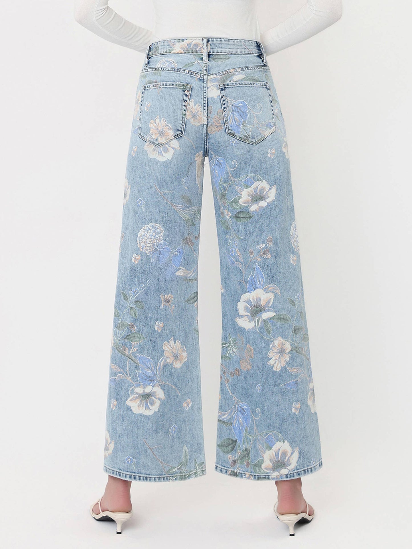 Vervet Floral Painted Light Ankle Flare Jeans