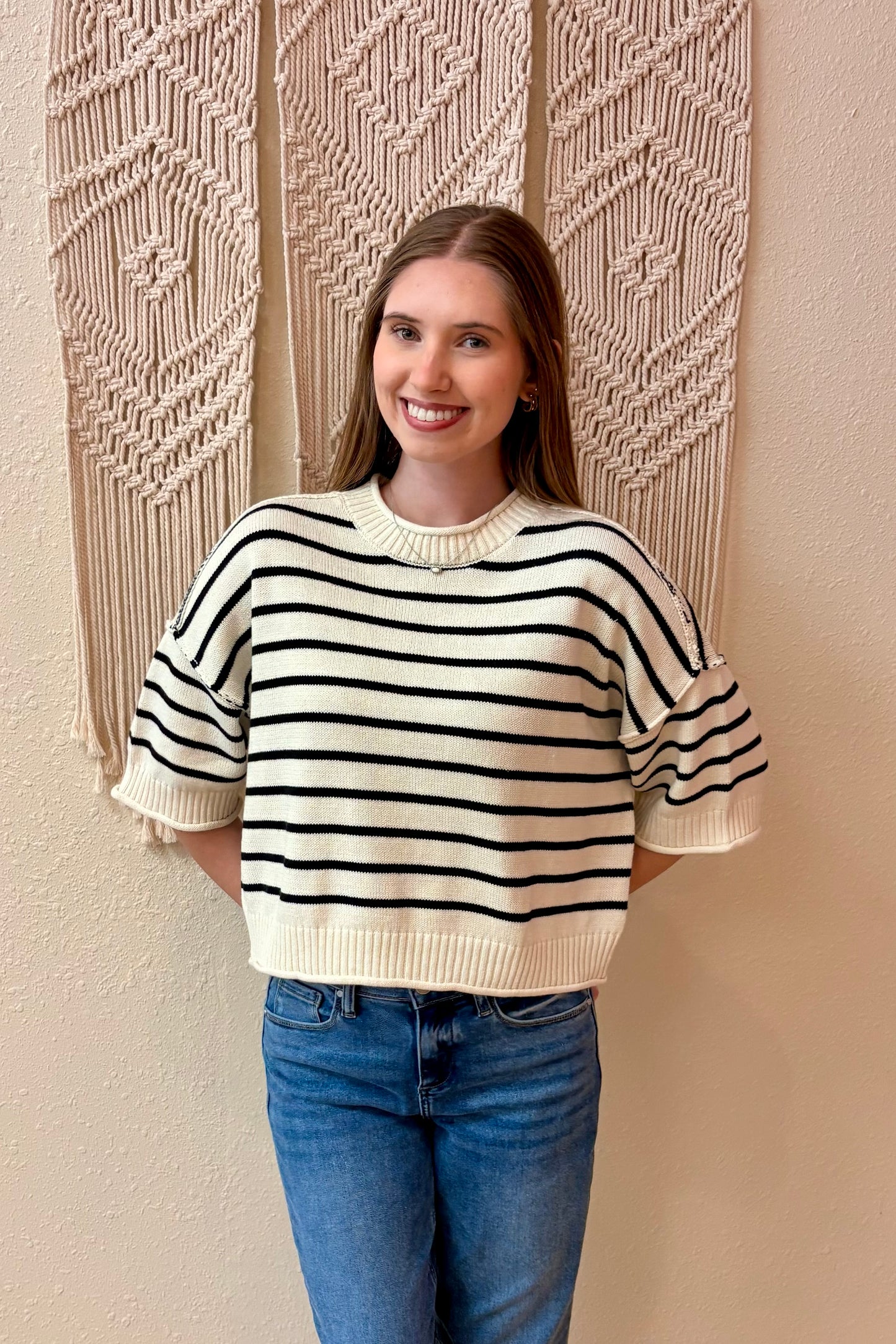 Margo Stripe Drop Shoulder Sweater