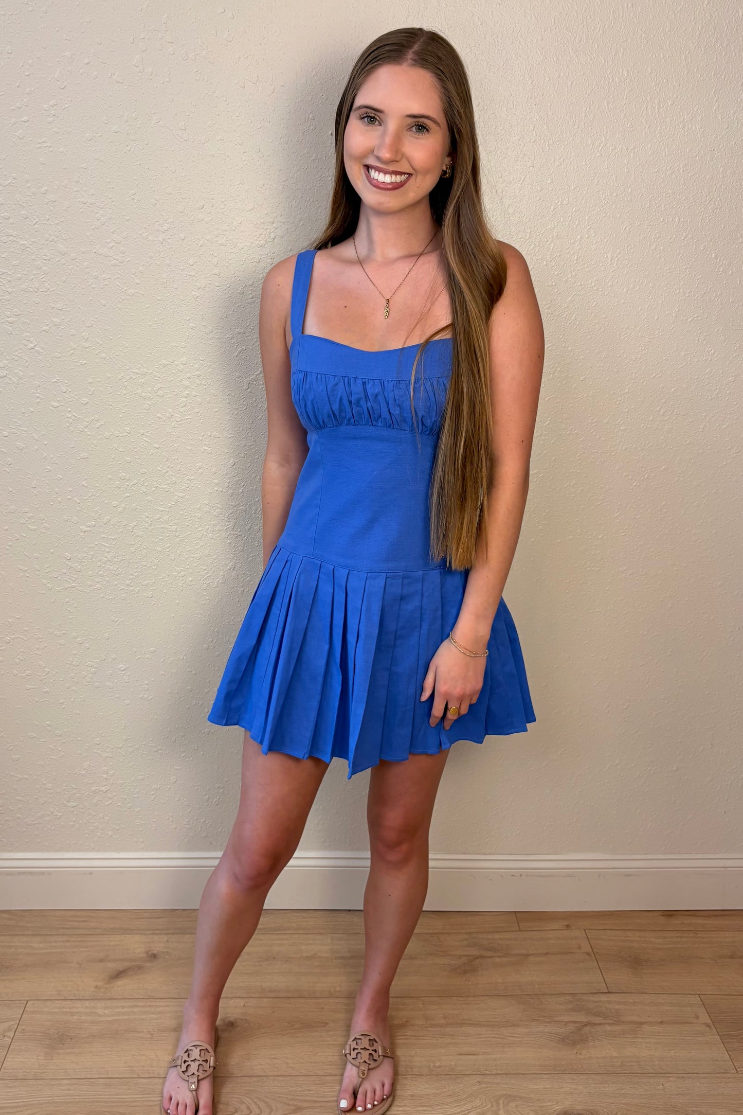 Marley Pleated Tie Back Mini Dress