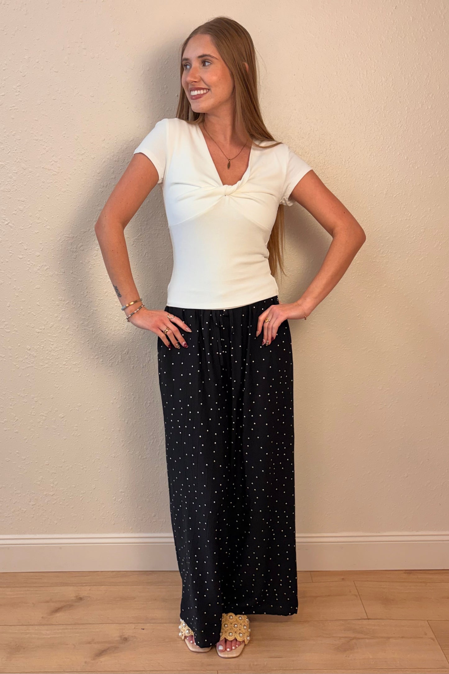 Olivia Black Polka Dot Wide Leg Pants