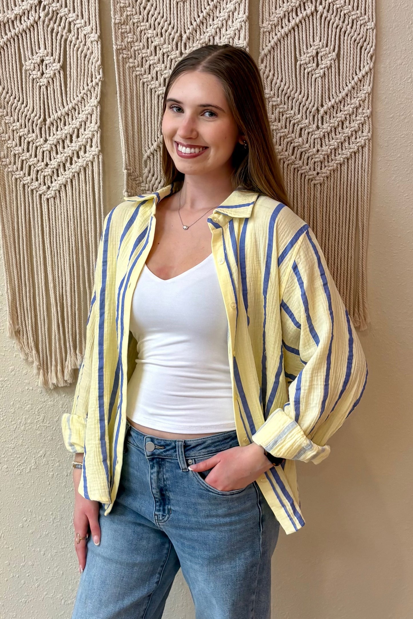 Kayleigh Stripe Button Front Shirt