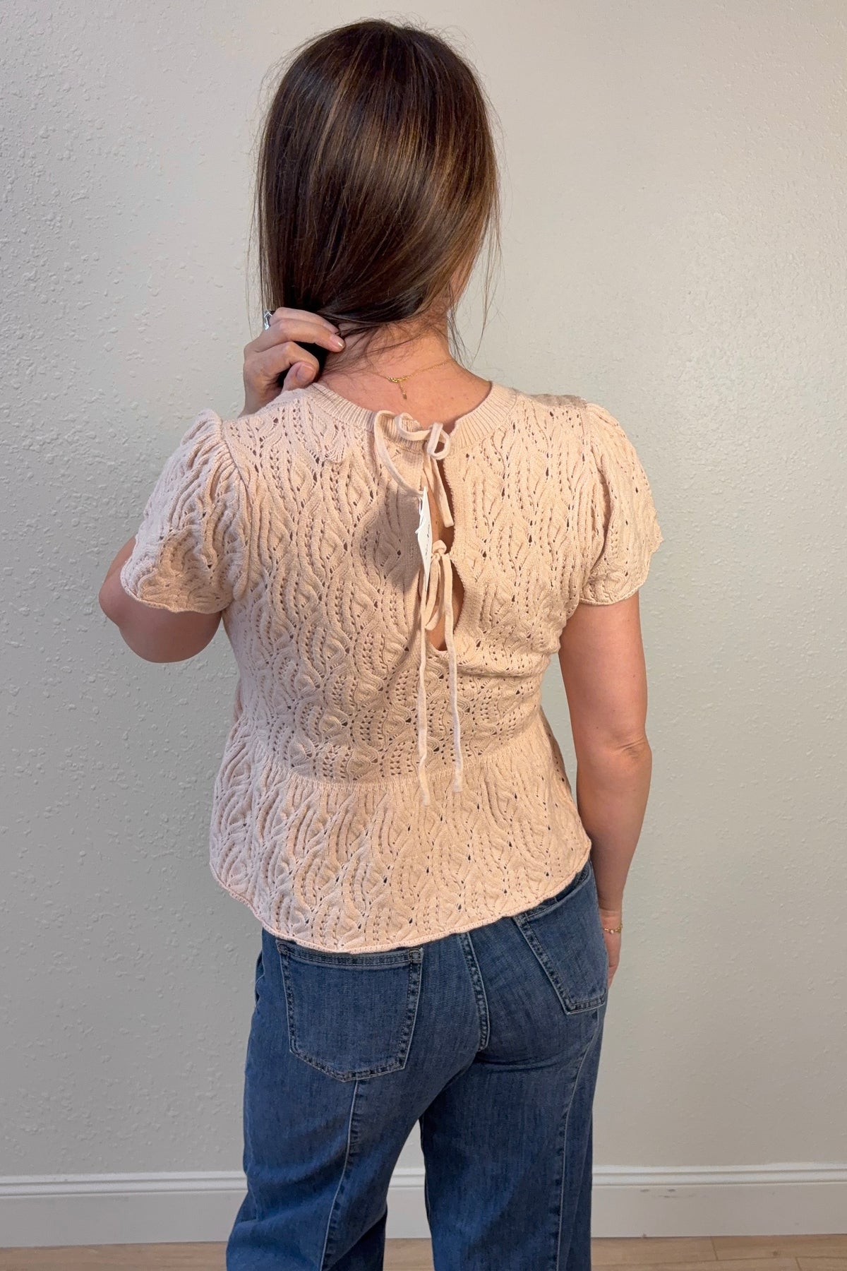 Ileane Textured Knit Peplum Top