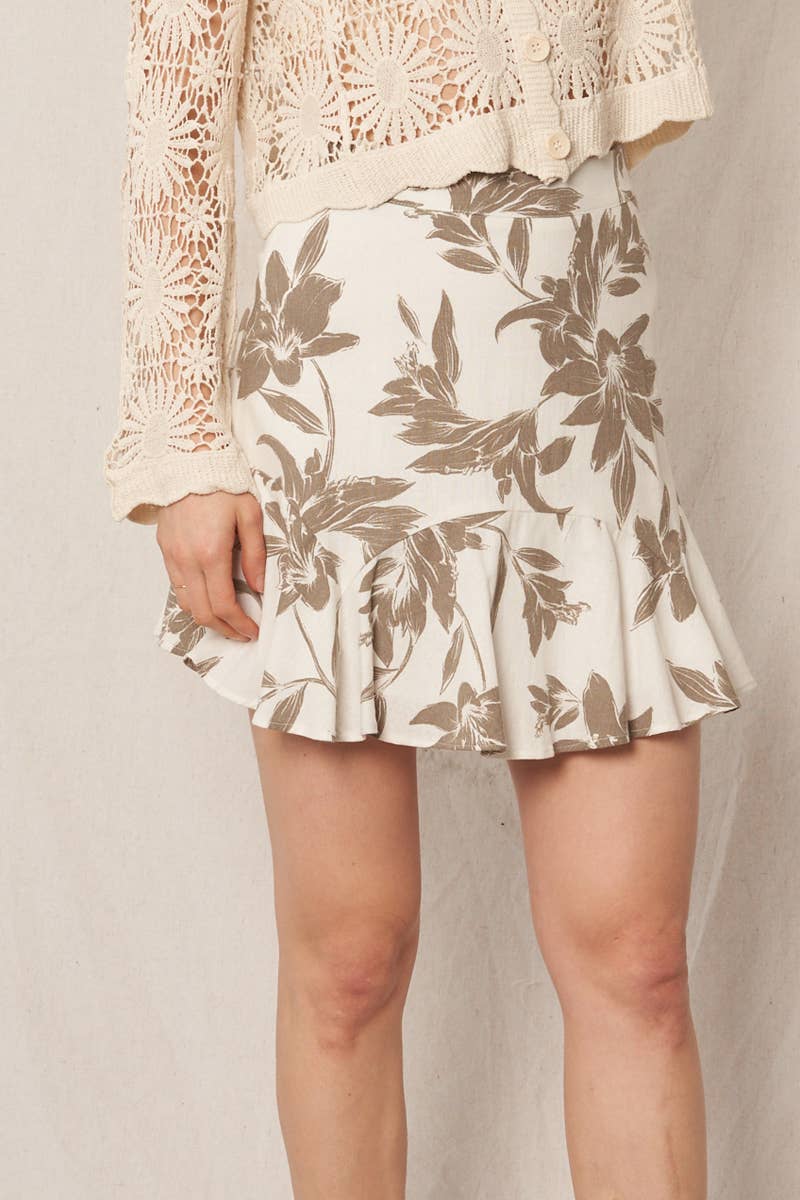 Juniper Floral Printed Ruffle Mini Skirt