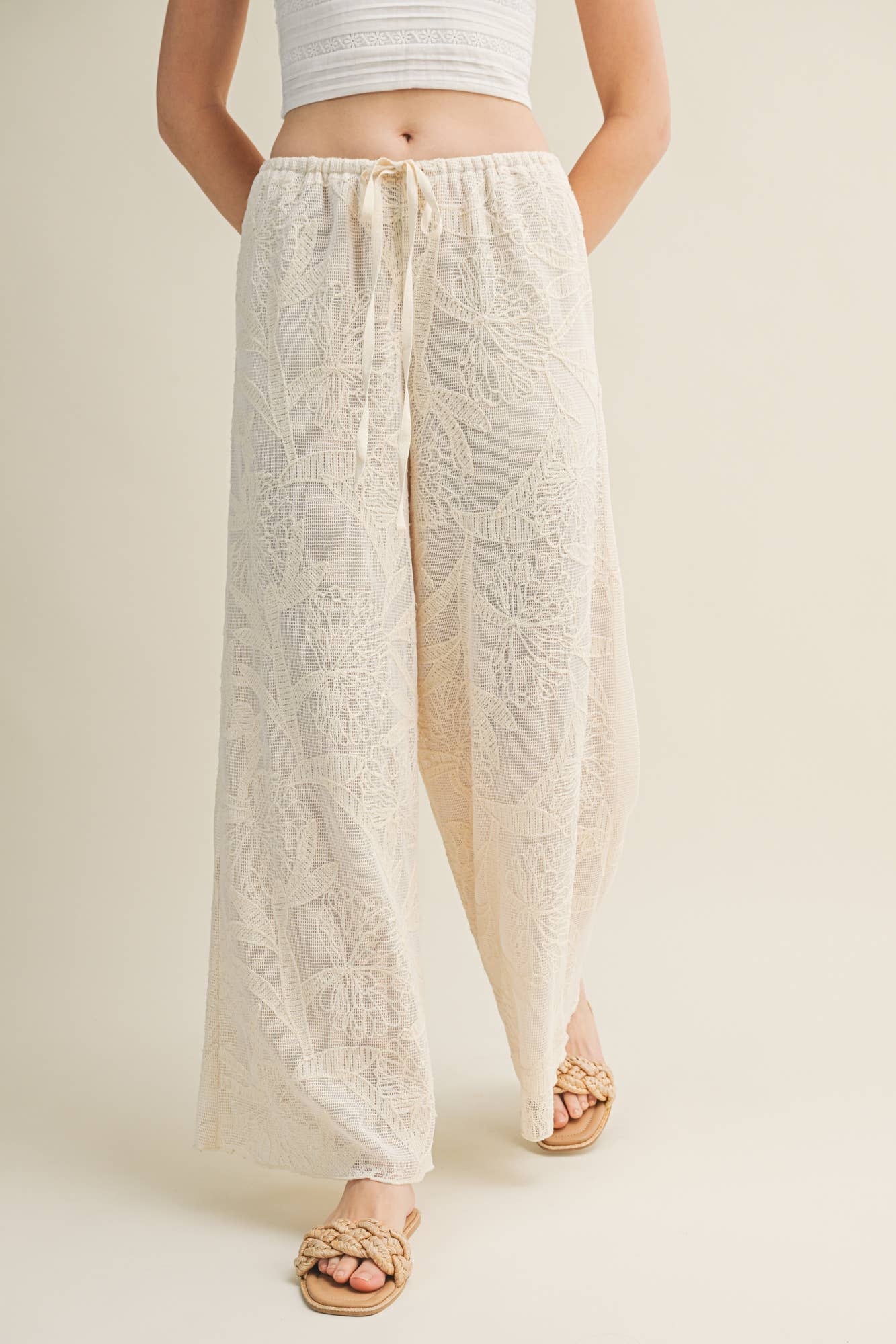 Ella Faux Crochet Wide Leg Pants