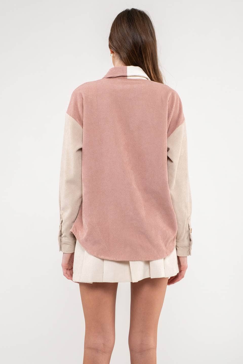 Colorblock Corduroy Shacket