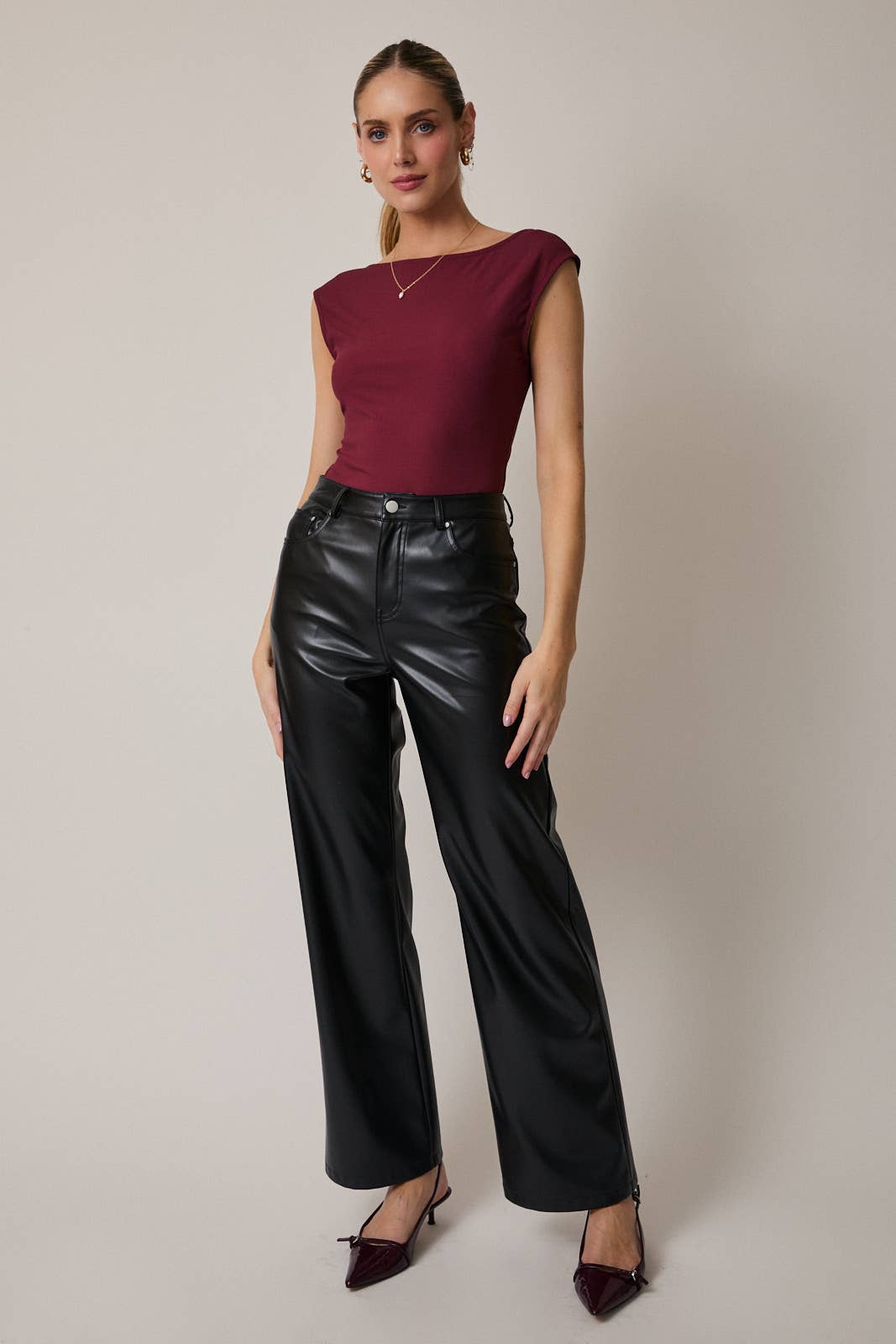 Bre Boat Neck Open Back Bodysuit