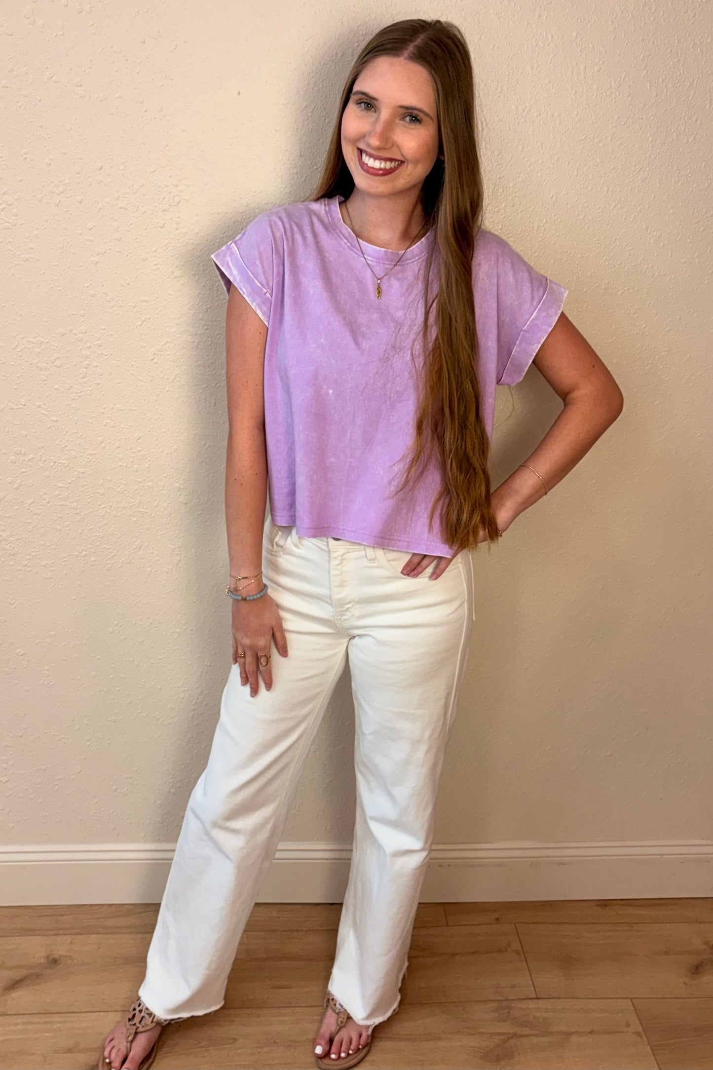 Zara Lavender Mineral Wash T-Shirt