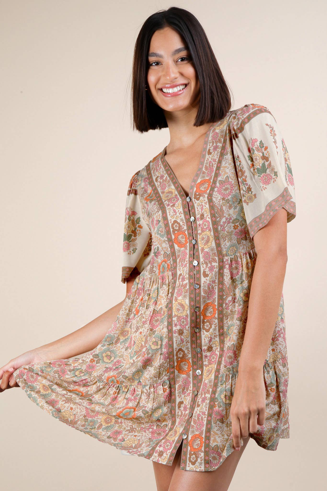Delilah Boho Print Woven Mini Dress