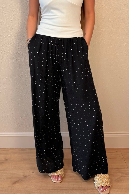Olivia Black Polka Dot Wide Leg Pants