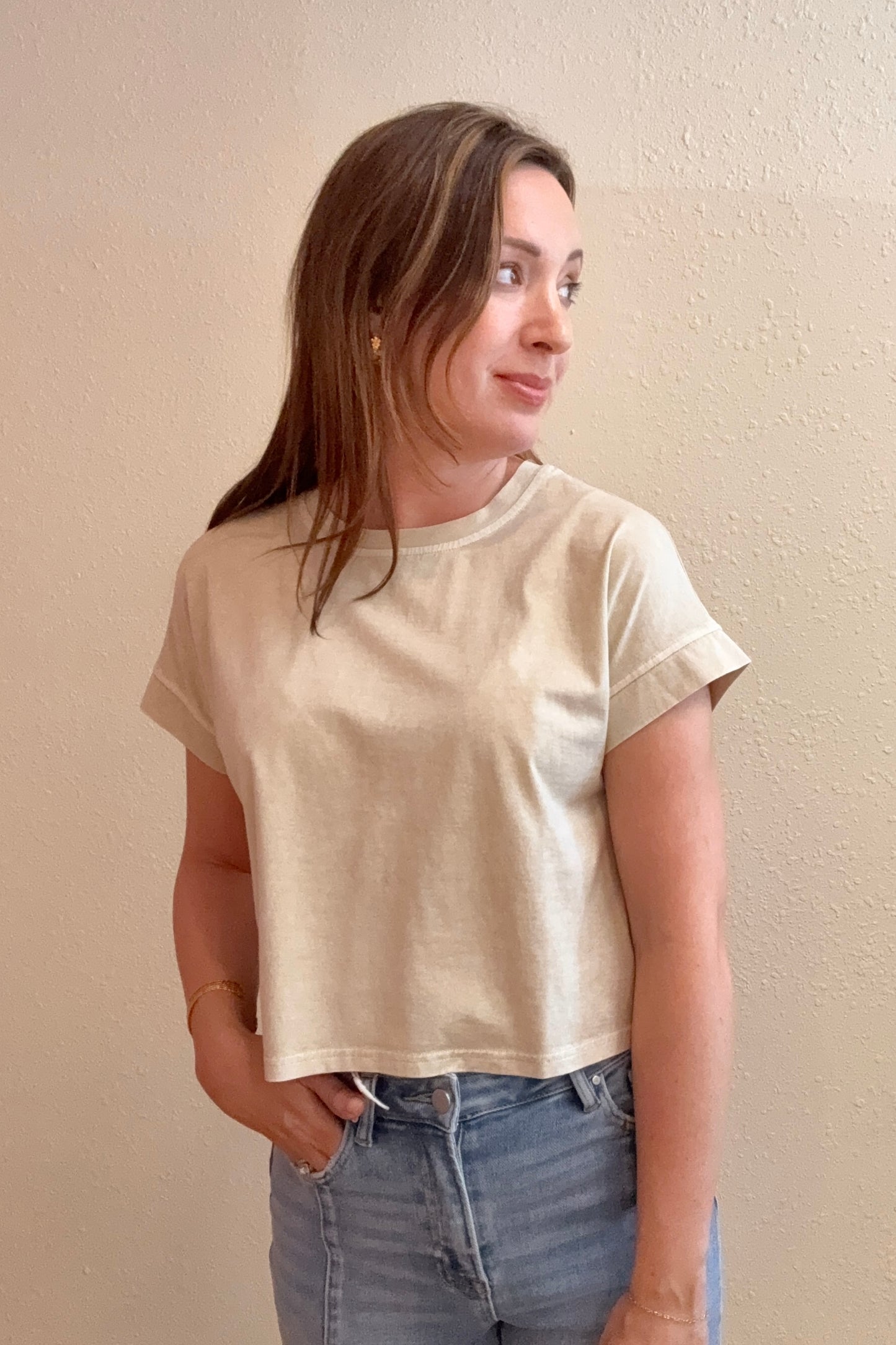Gianna Khaki Short Sleeve Tee Shirt