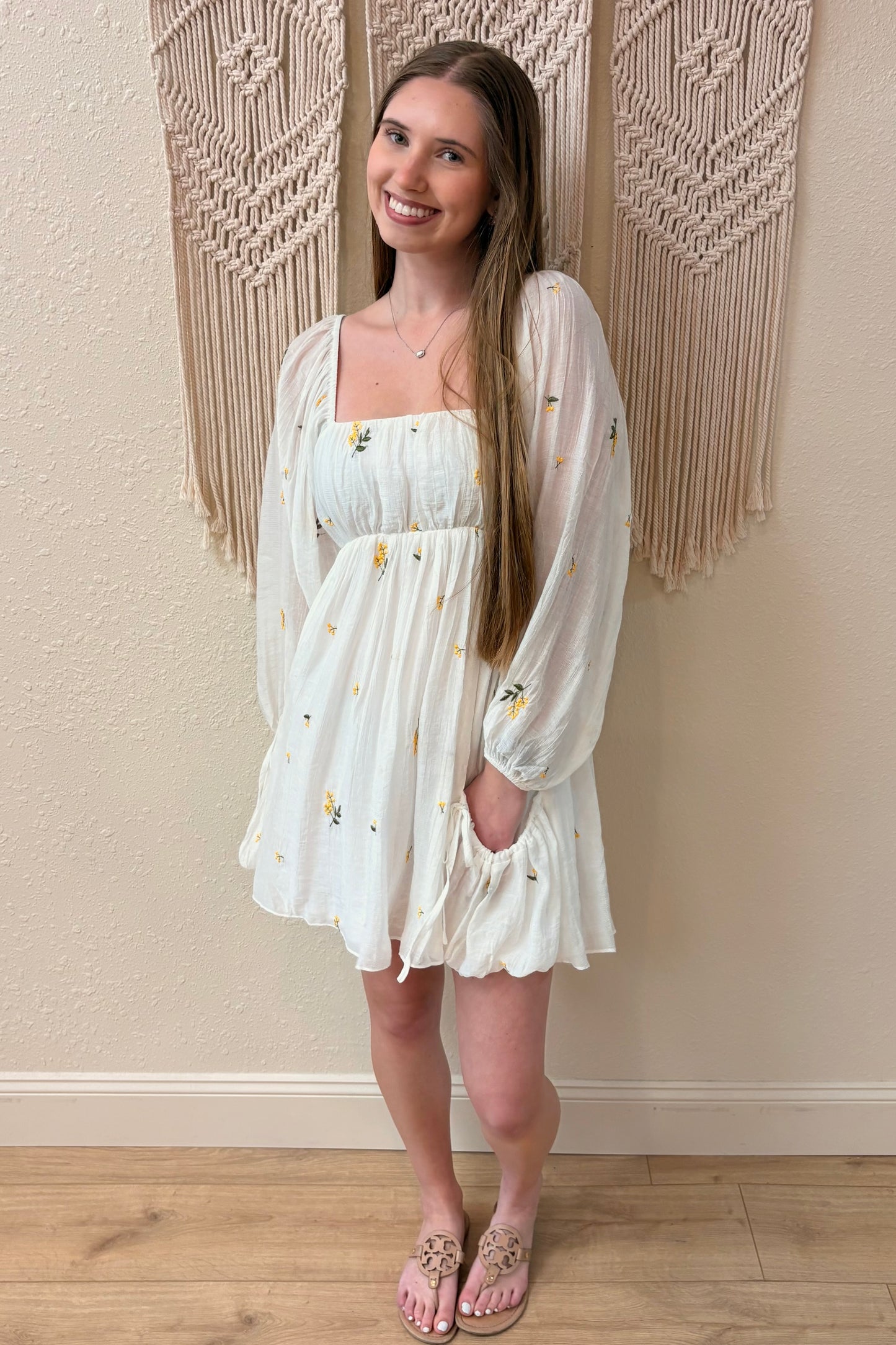 Alexis Embroidered Long Sleeve Dress