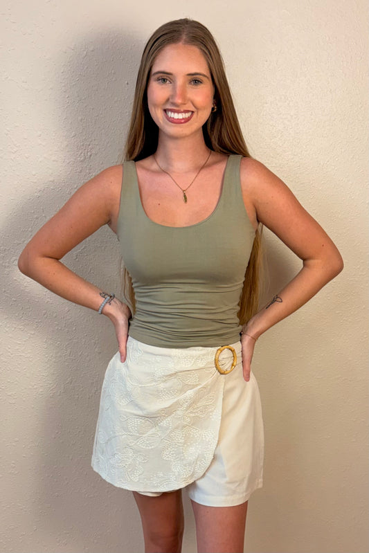 Mallory Embroidered Wrap Skort