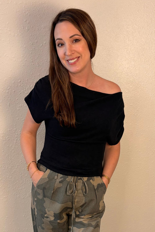 Jillian Black Off the Shoulder Top