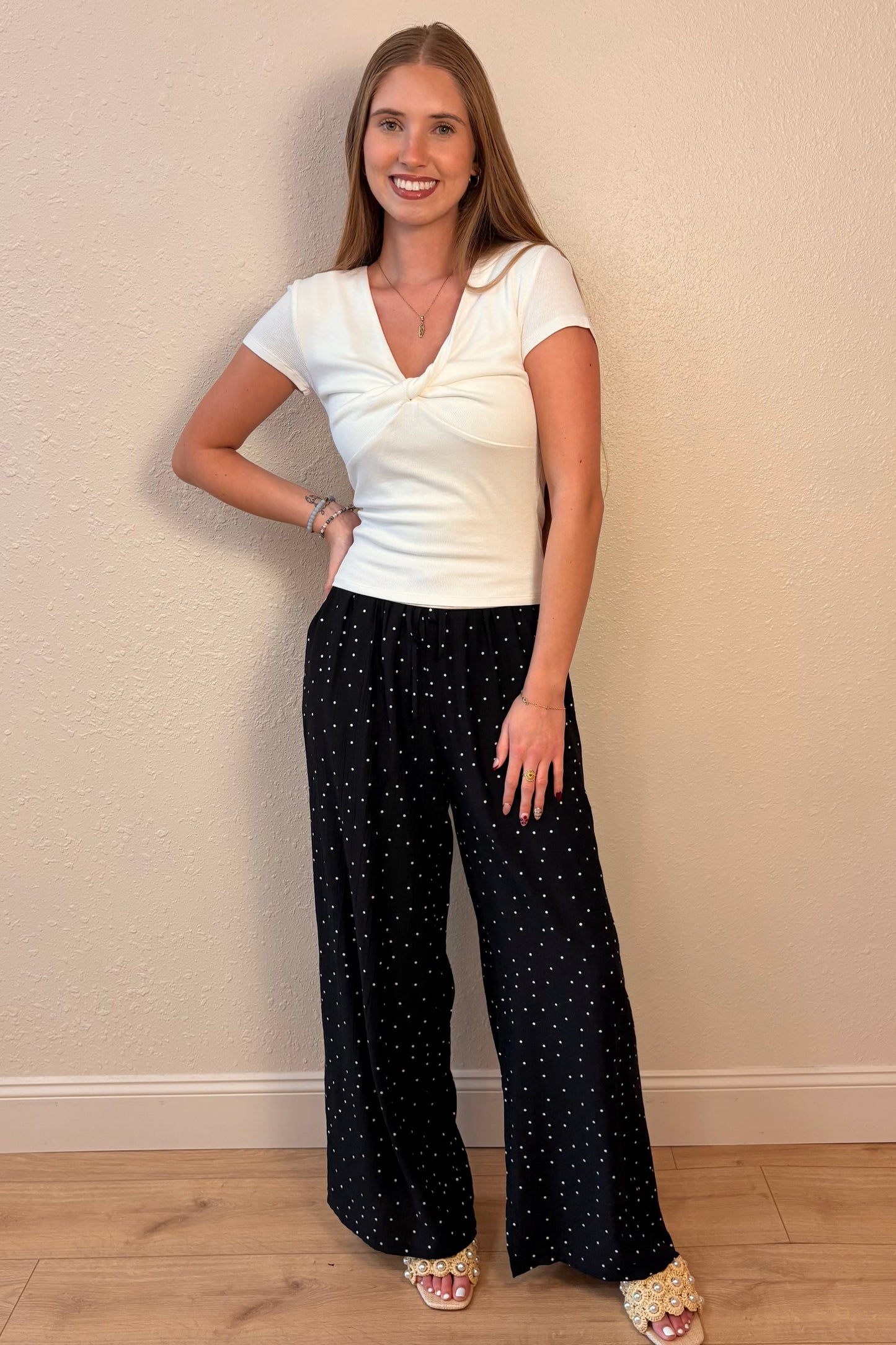 Olivia Black Polka Dot Wide Leg Pants
