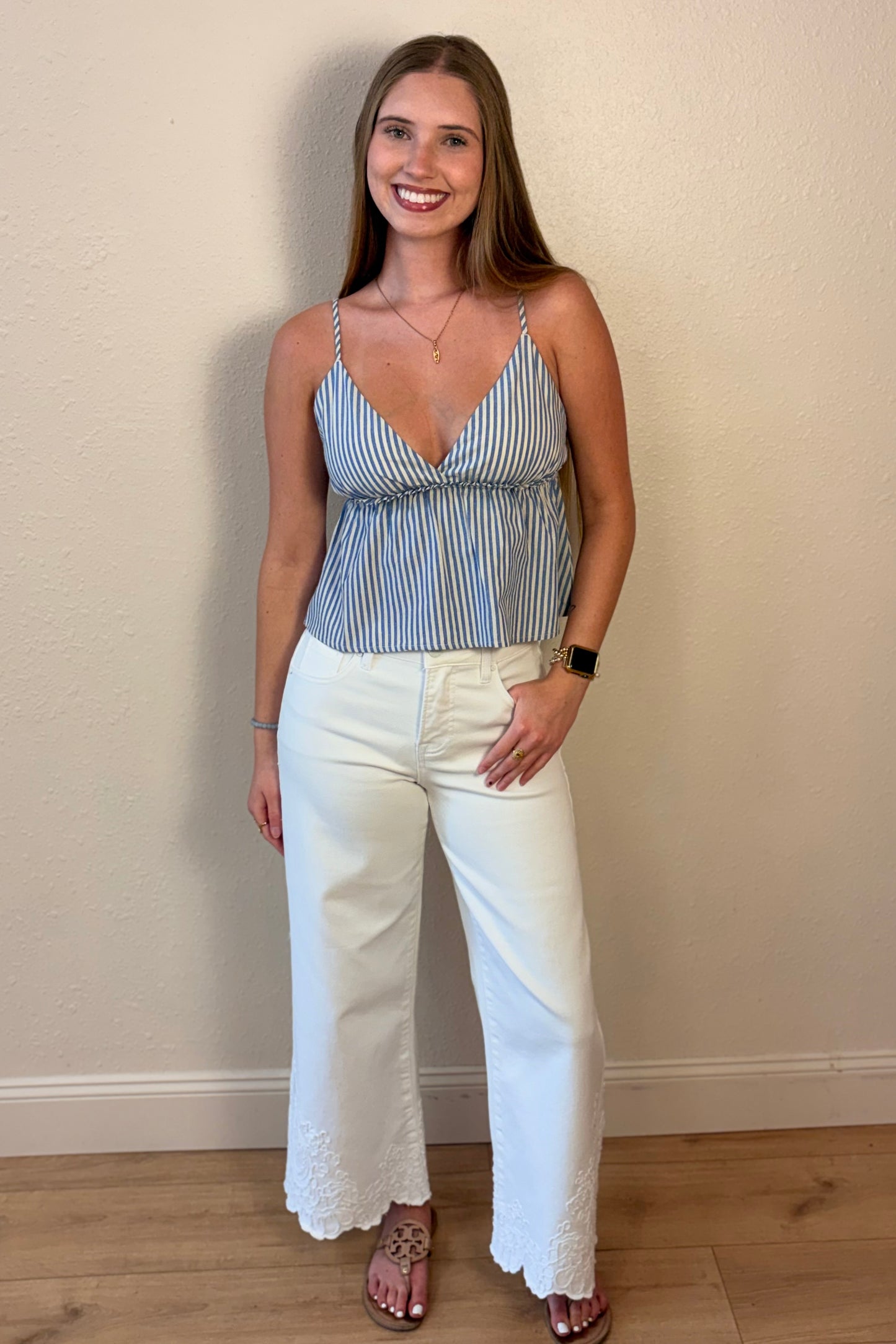 Clara Striped Babydoll Tank Top
