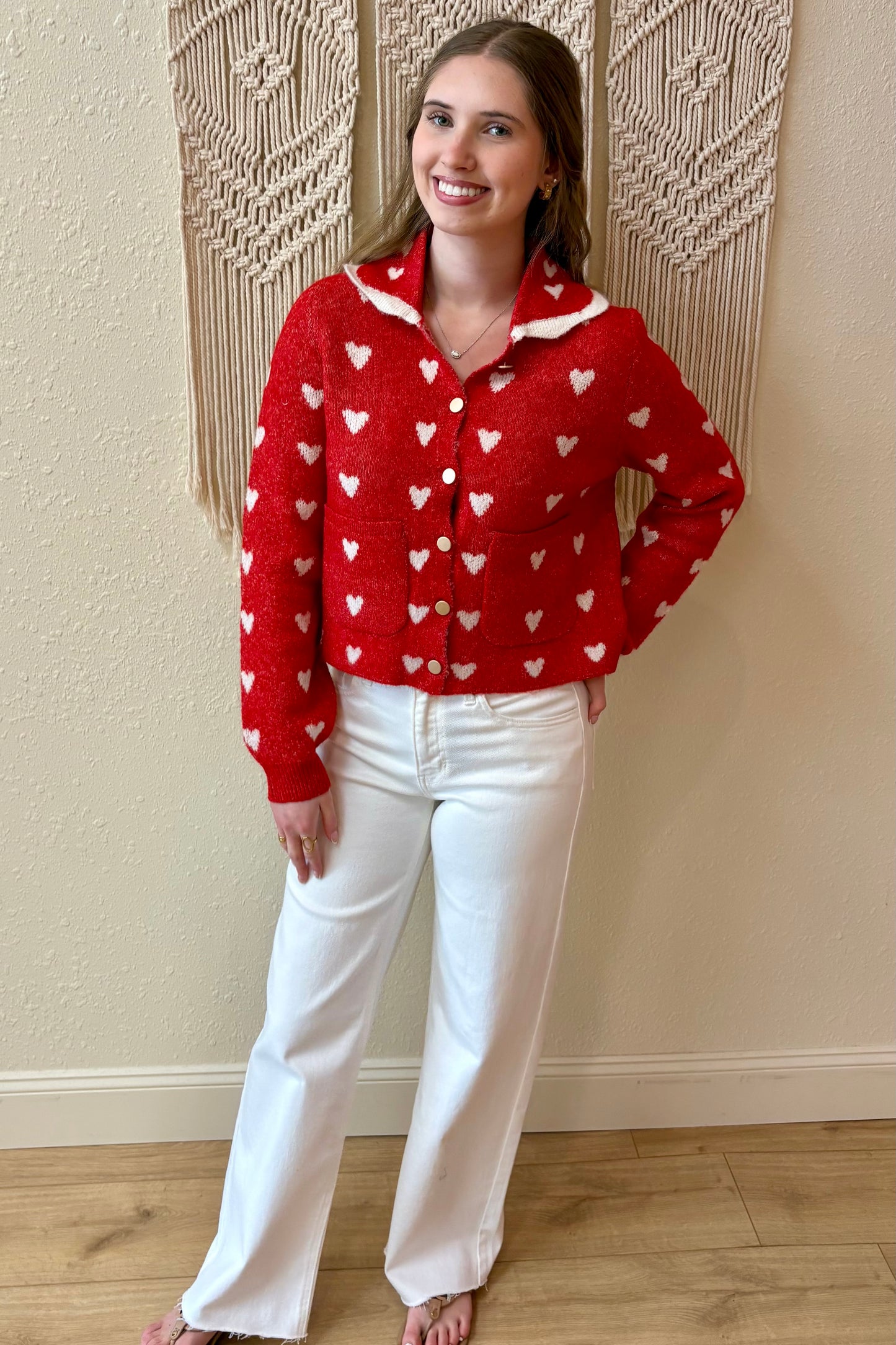 Lila Heart Cardigan Sweater