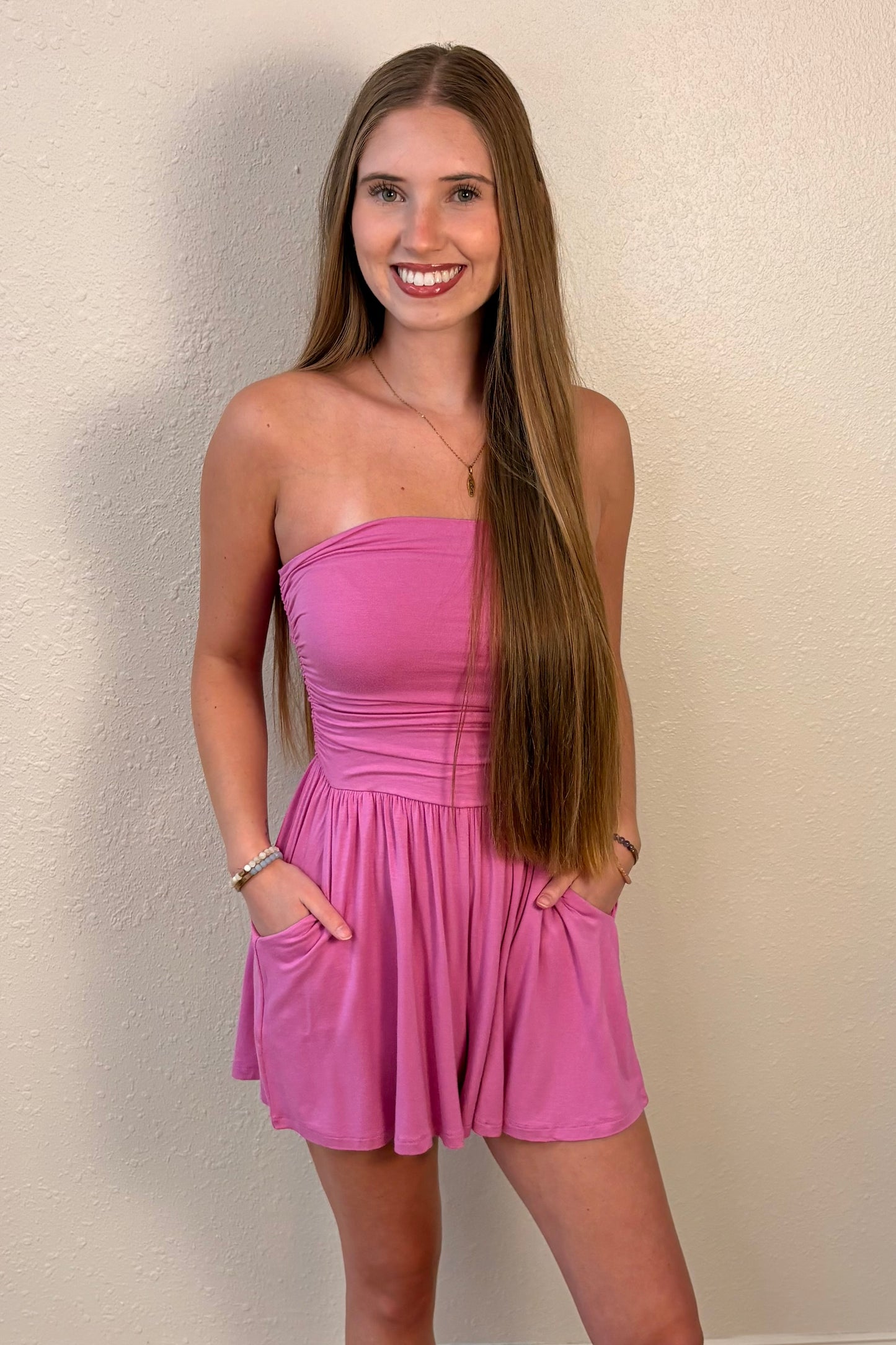 Serenity Orchid Pink Strapless Romper
