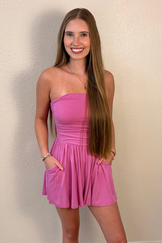 Serenity Orchid Pink Strapless Romper