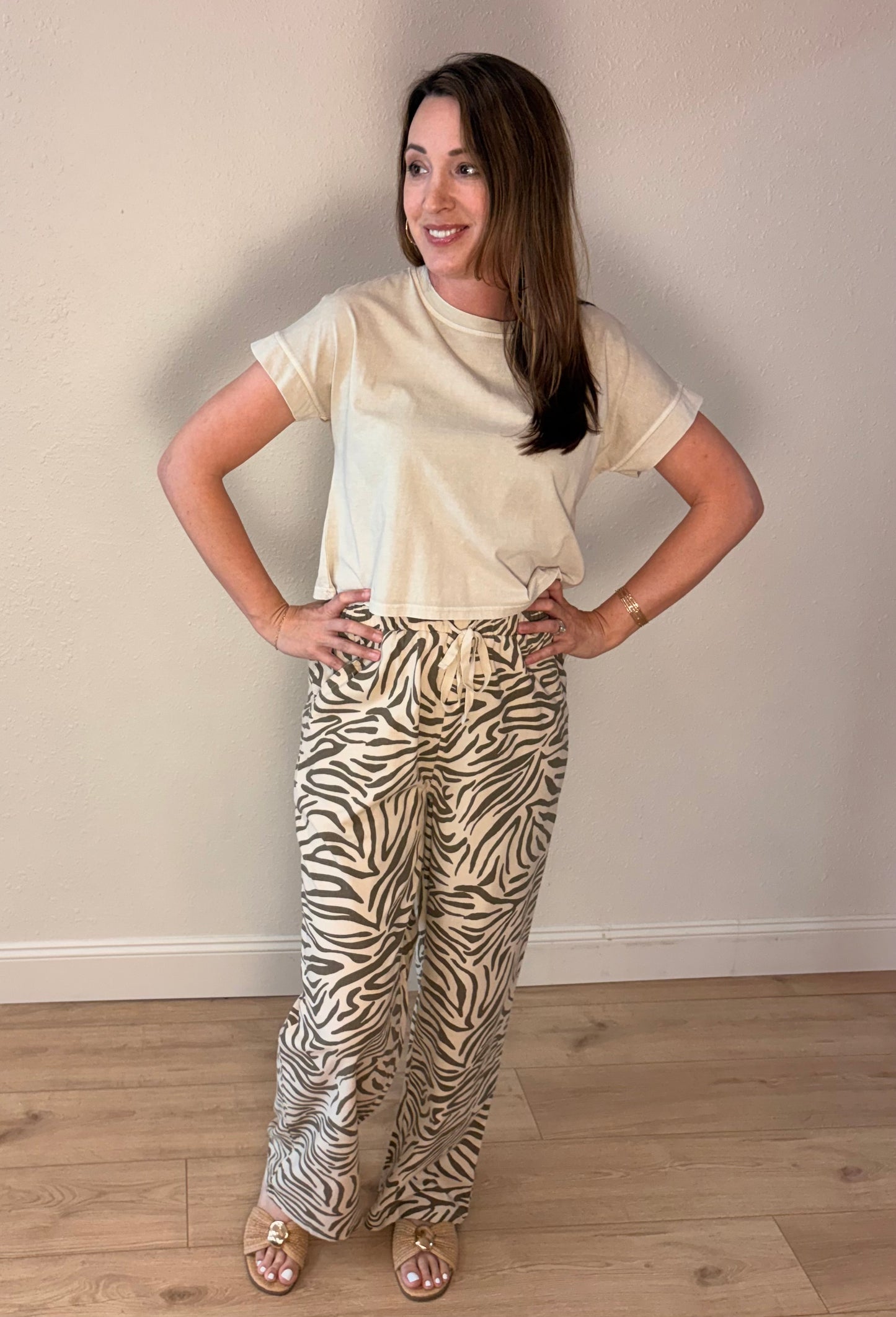 Aria Zebra Print Wide Leg Pants