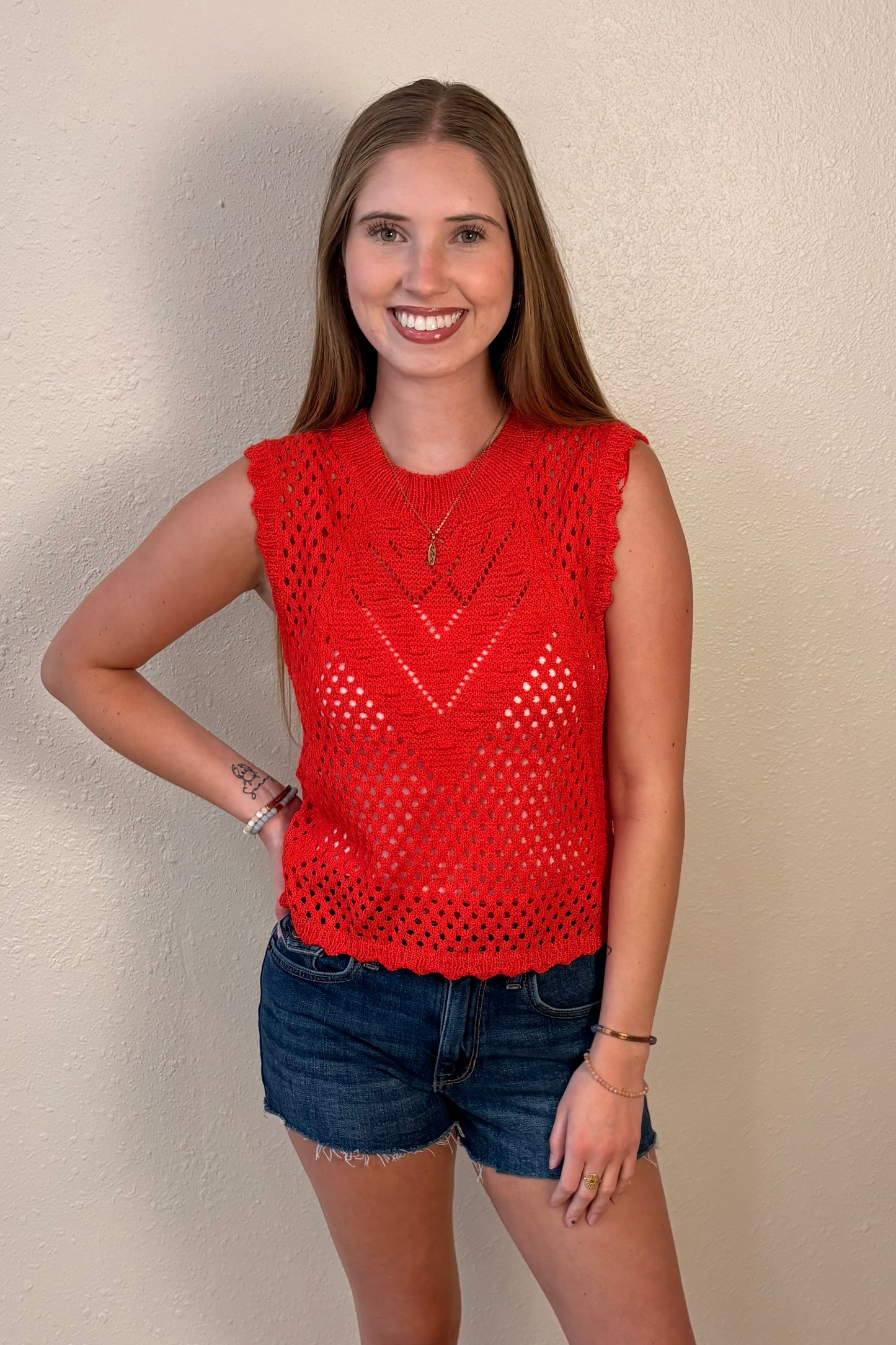 Simone Crochet Knit Sleeveless Top