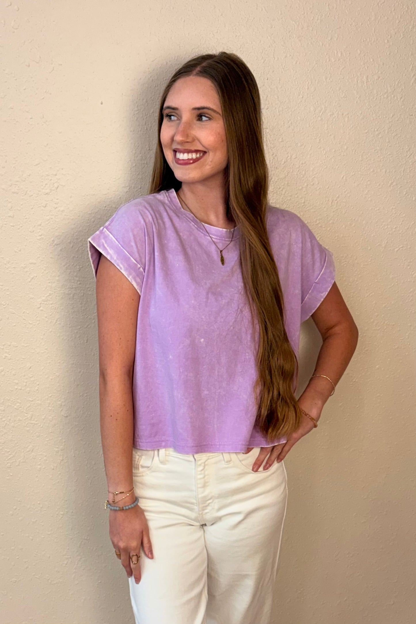 Zara Lavender Mineral Wash T-Shirt