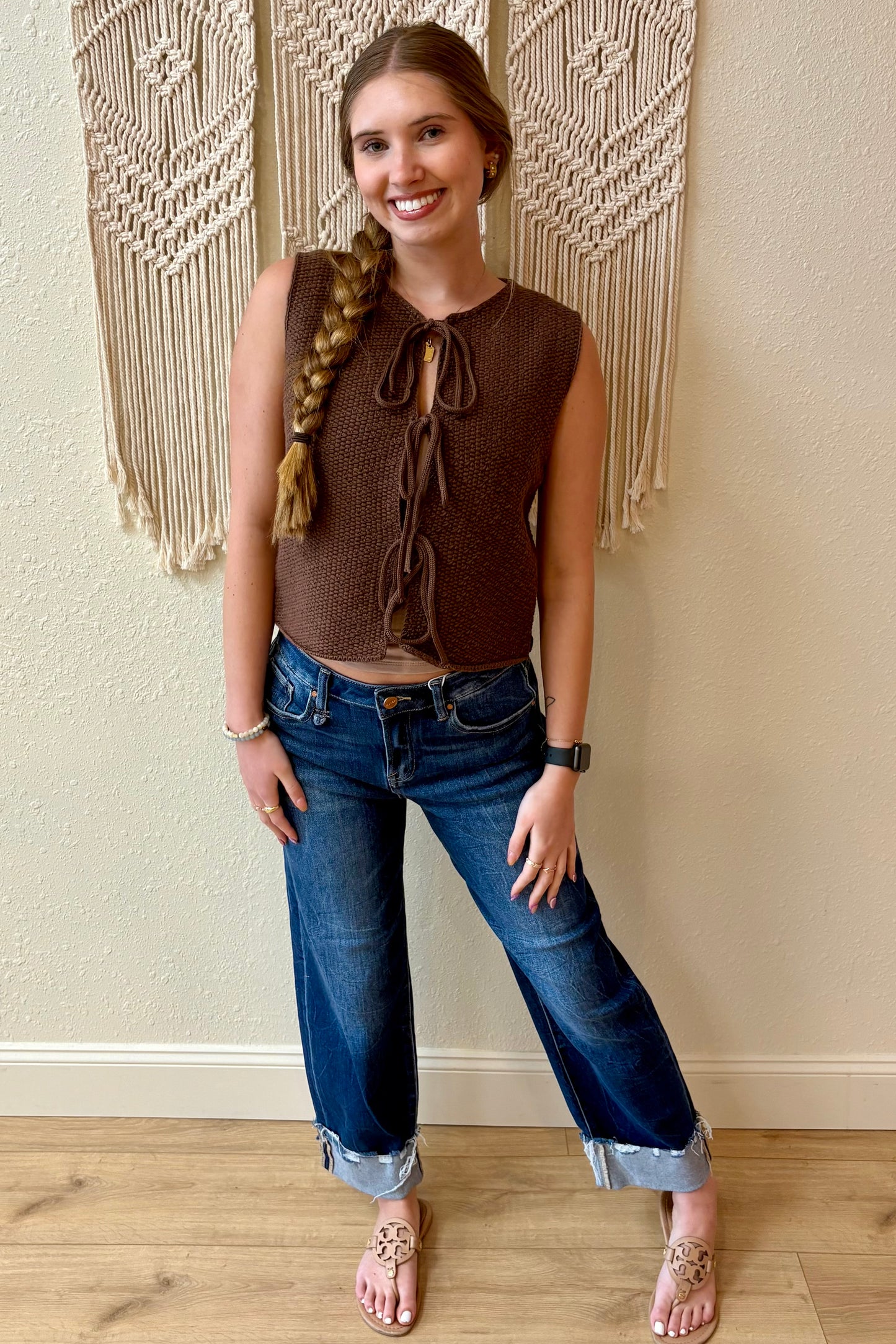 Marigold Tie Front Knit Vest
