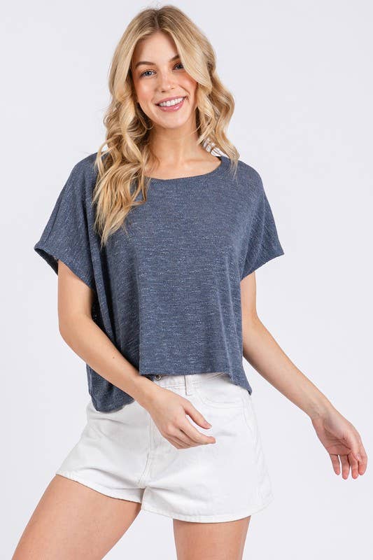 Coralie Cropped Knit Tee Shirt