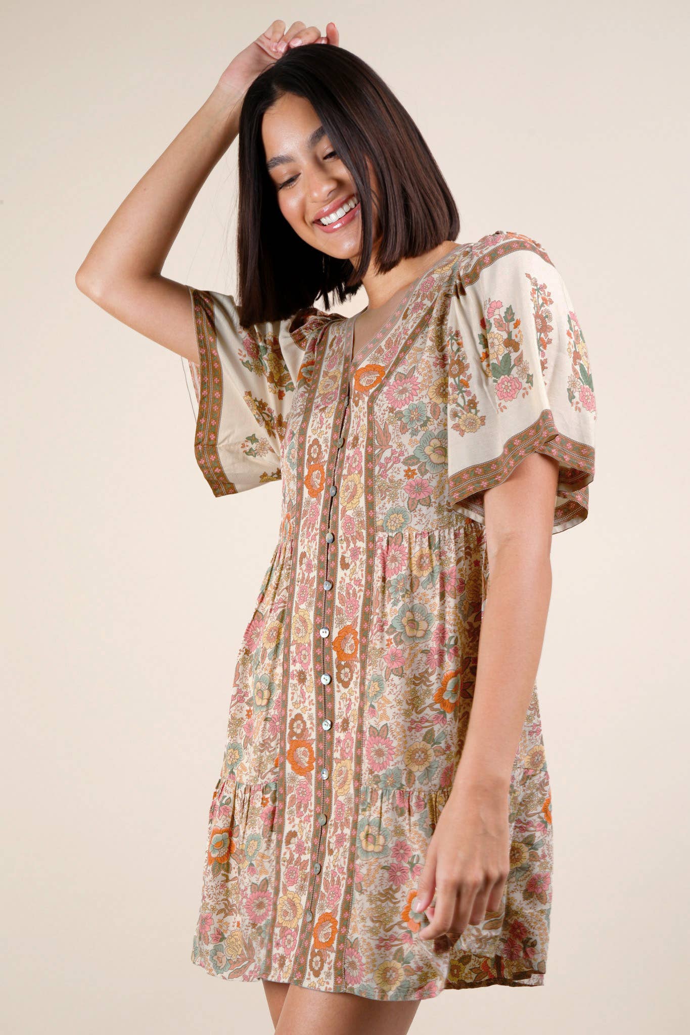 Delilah Boho Print Woven Mini Dress