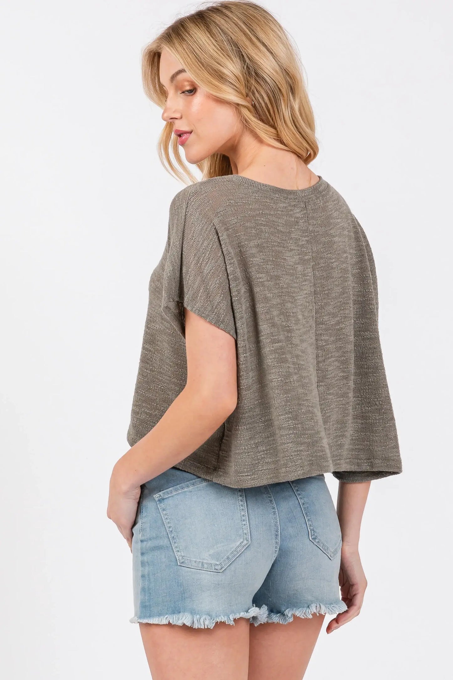 Coralie Cropped Knit Tee Shirt