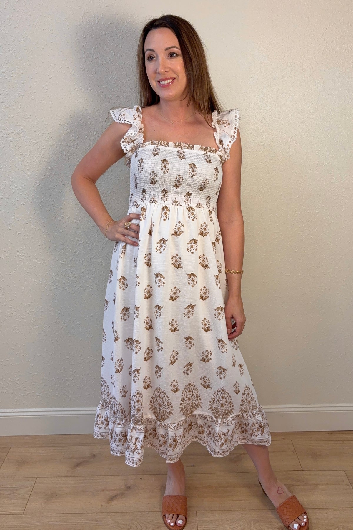 Louisa Floral Ruffle Trim Maxi Dress