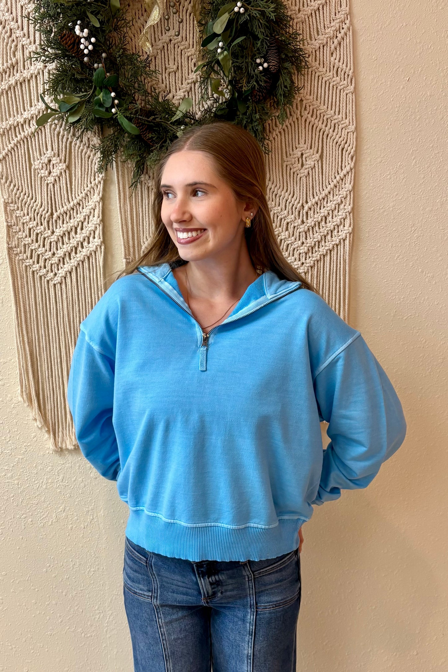 Millie Half Zip Mineral Wash Sweatshirt