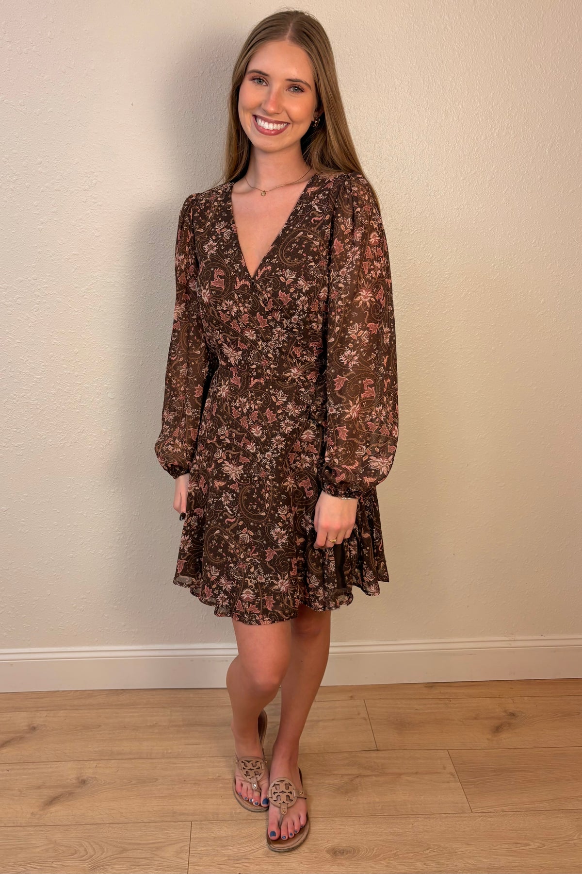 Maddie Paisley Print Wrap Mini Dress