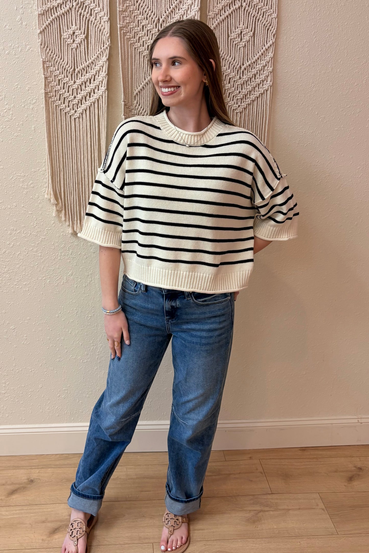 Margo Stripe Drop Shoulder Sweater