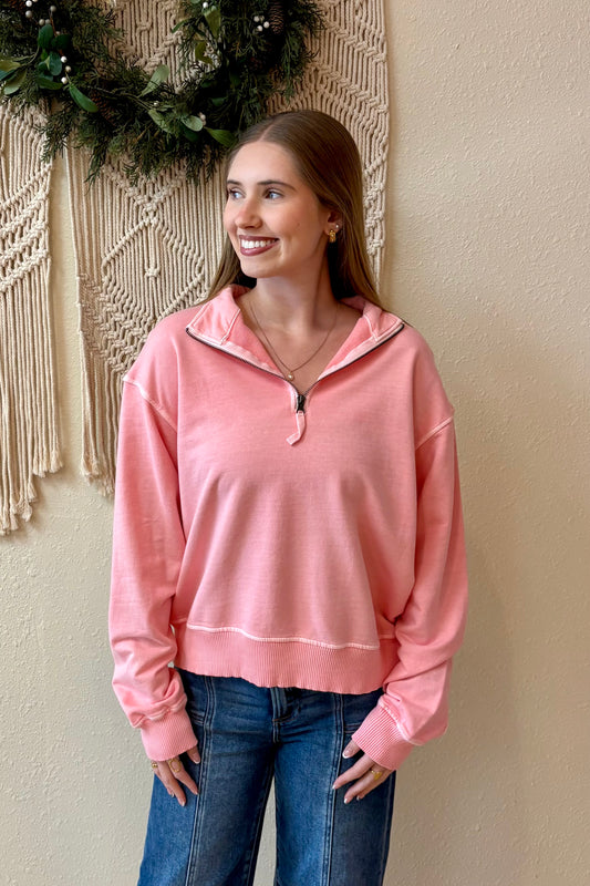 Millie Half Zip Mineral Wash Sweatshirt