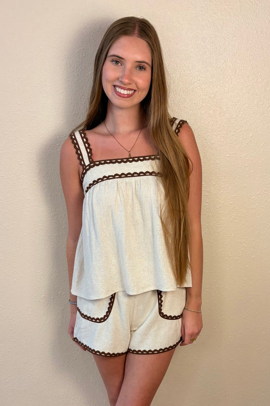 Celeste Scallop Trim Woven Cami Top