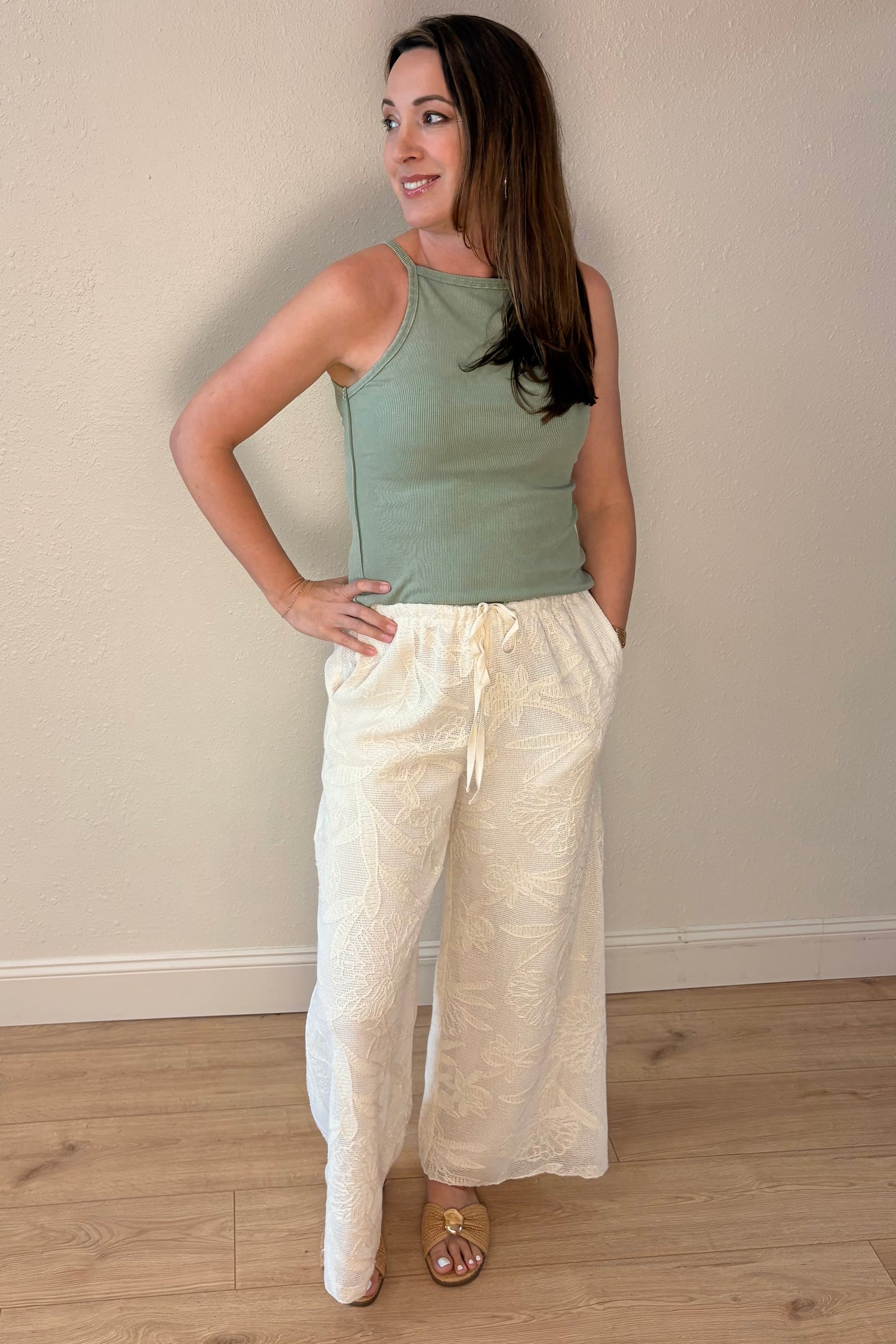 Ella Faux Crochet Wide Leg Pants