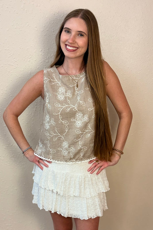 Dawn Embroidered Sleeveless Top