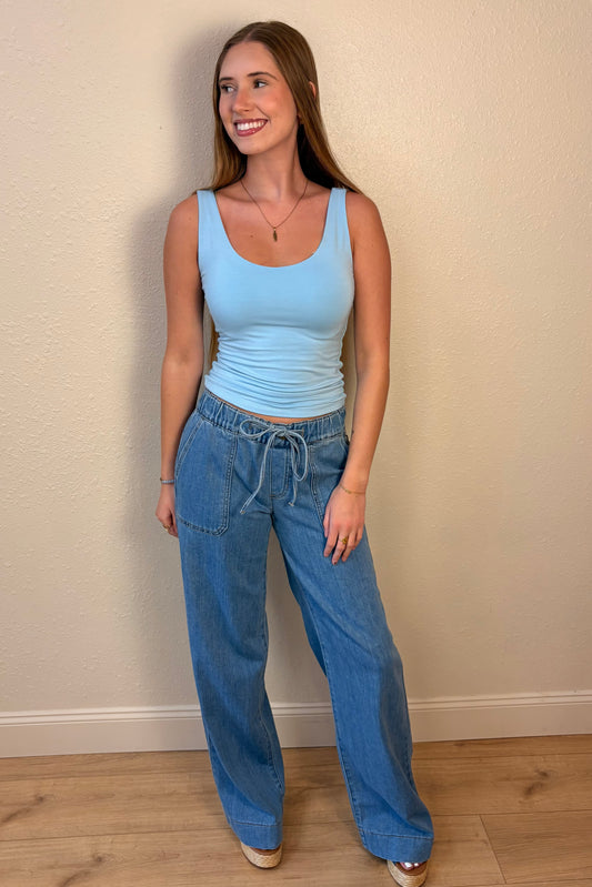 Just USA Wide Leg Tie Front Jeans