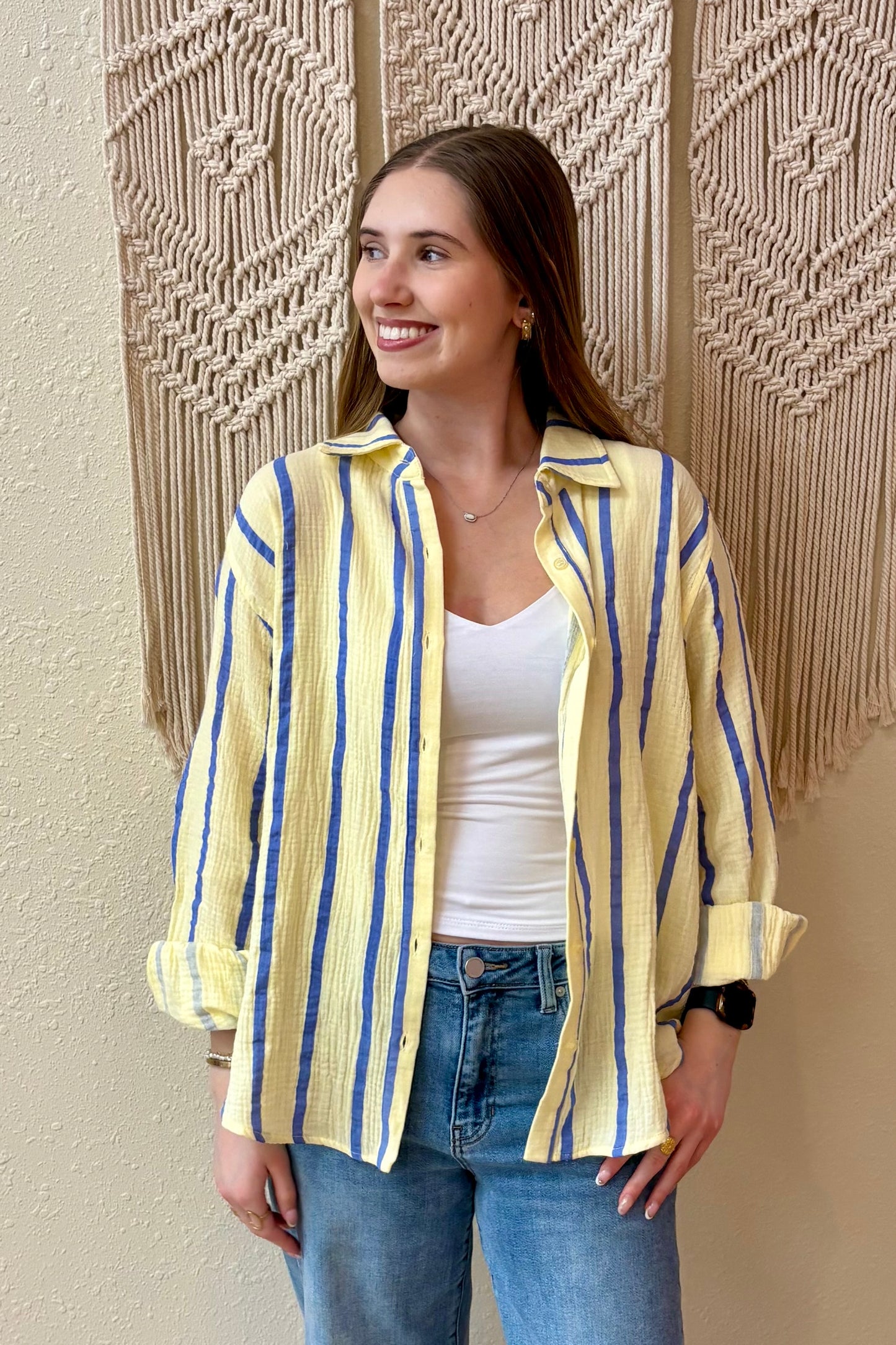 Kayleigh Stripe Button Front Shirt