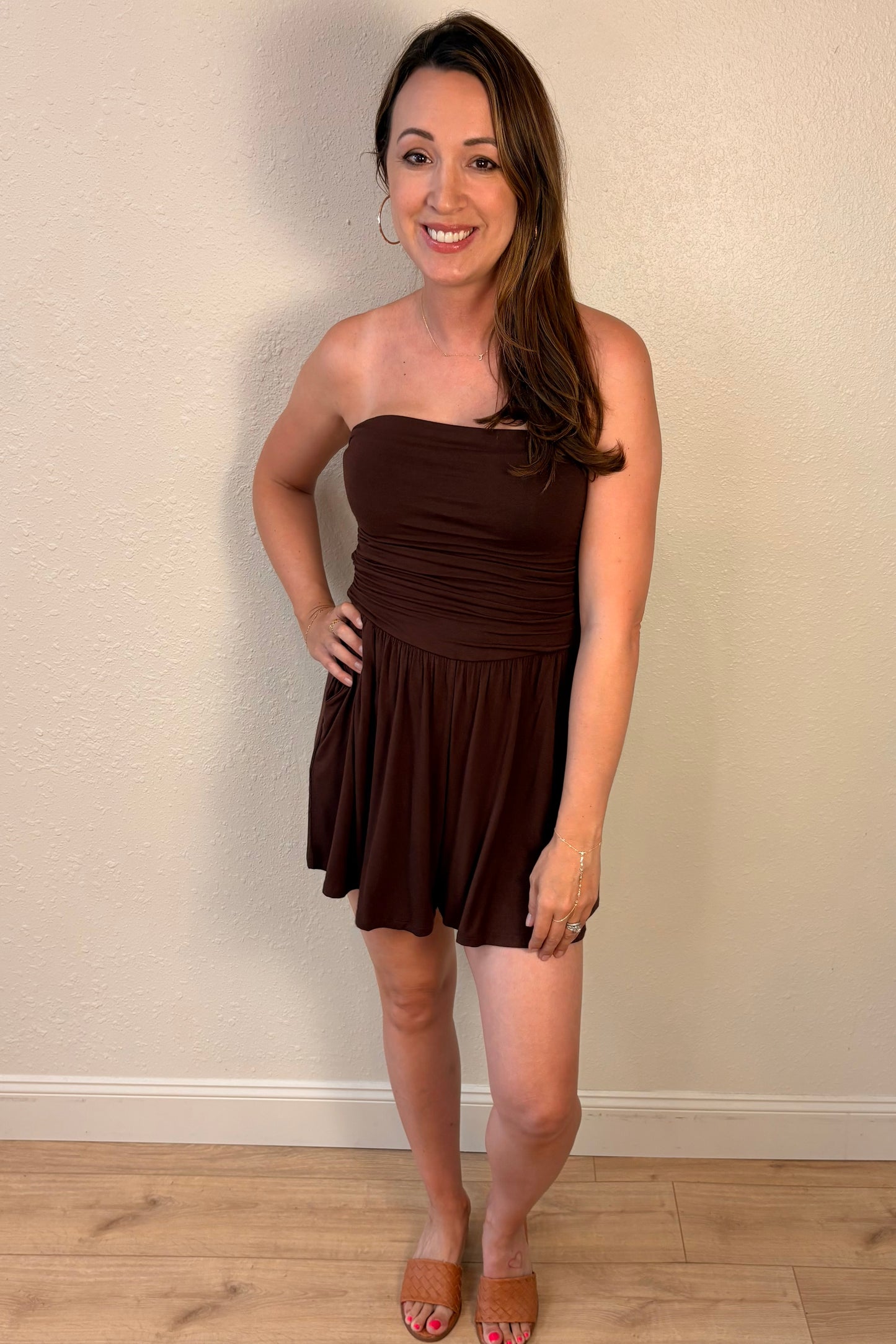 Serenity Chocolate Brown Strapless Romper