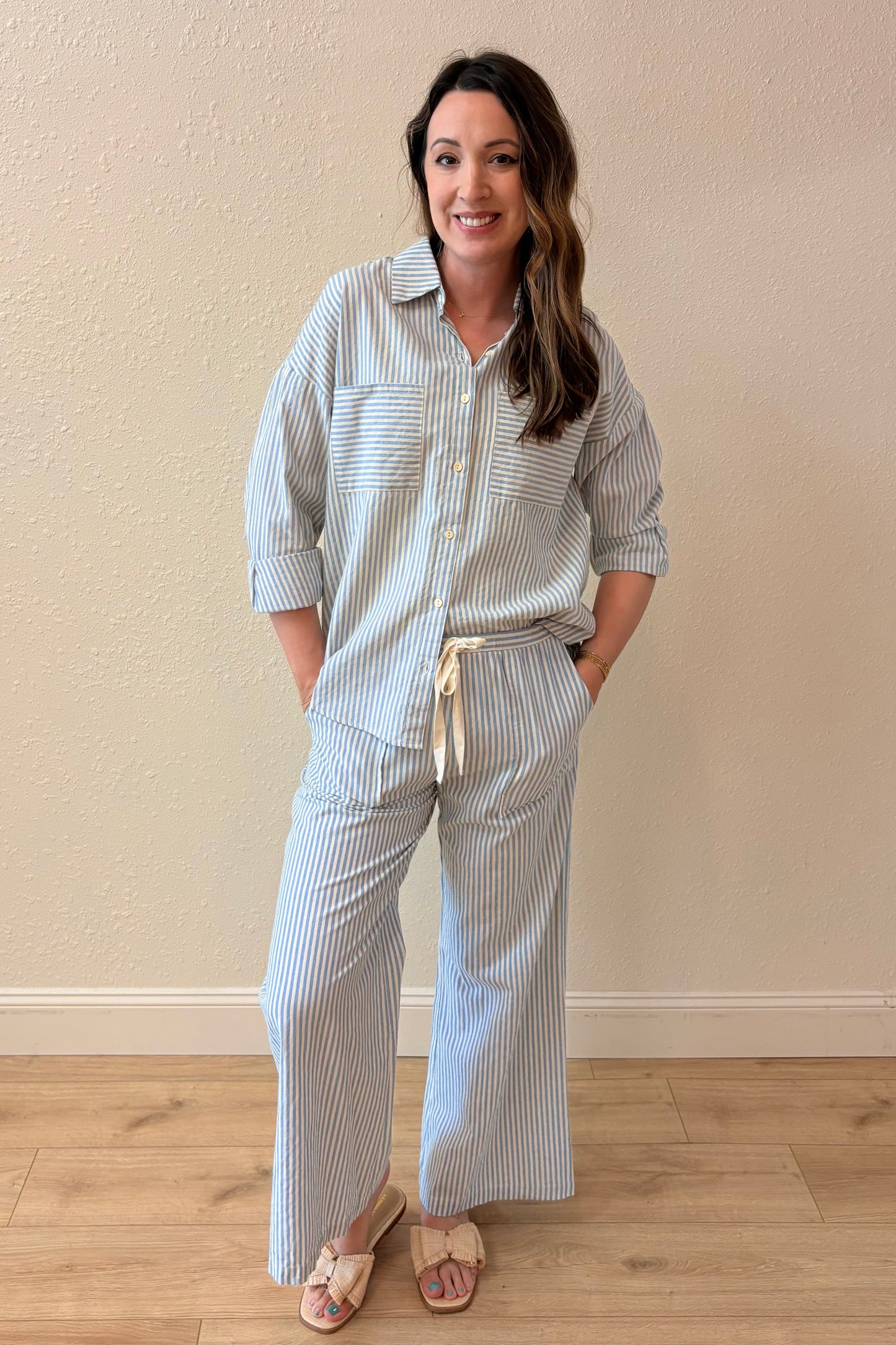 Cora Light Blue Stripe Woven Shirt