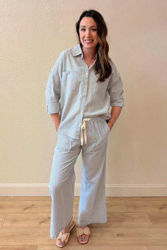 Cora Light Blue Stripe Woven Shirt