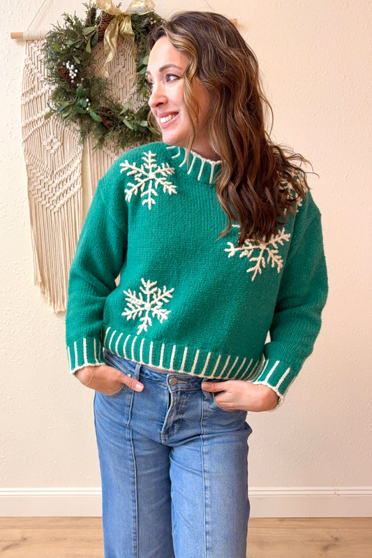 Joelle Snowflake Blanket Stitch Sweater