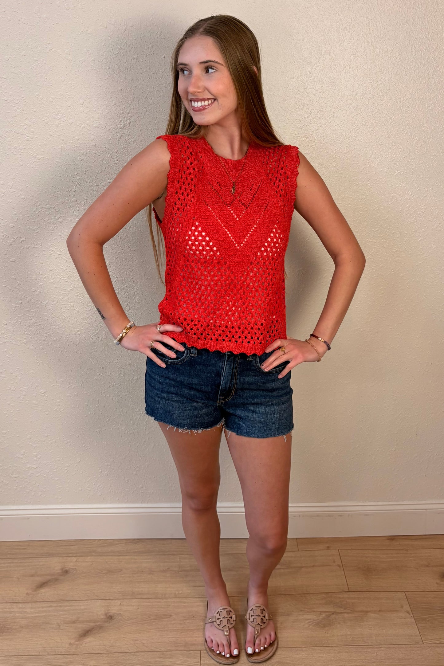 Simone Crochet Knit Sleeveless Top