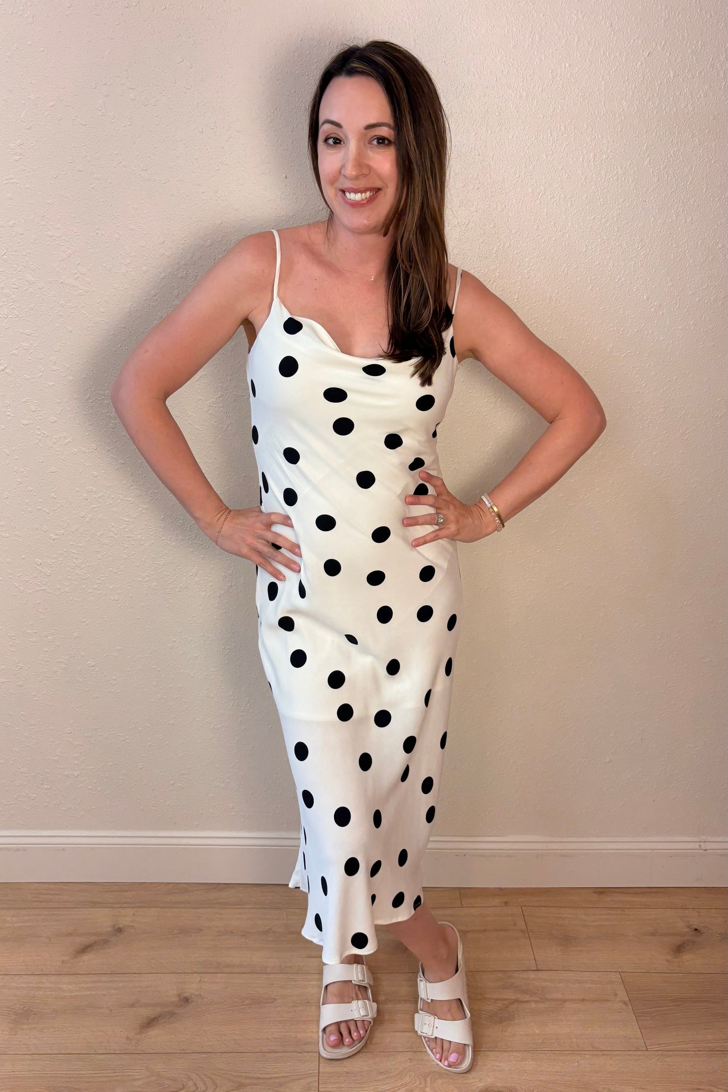Harlow Polka Dot Cowl Neck Dress