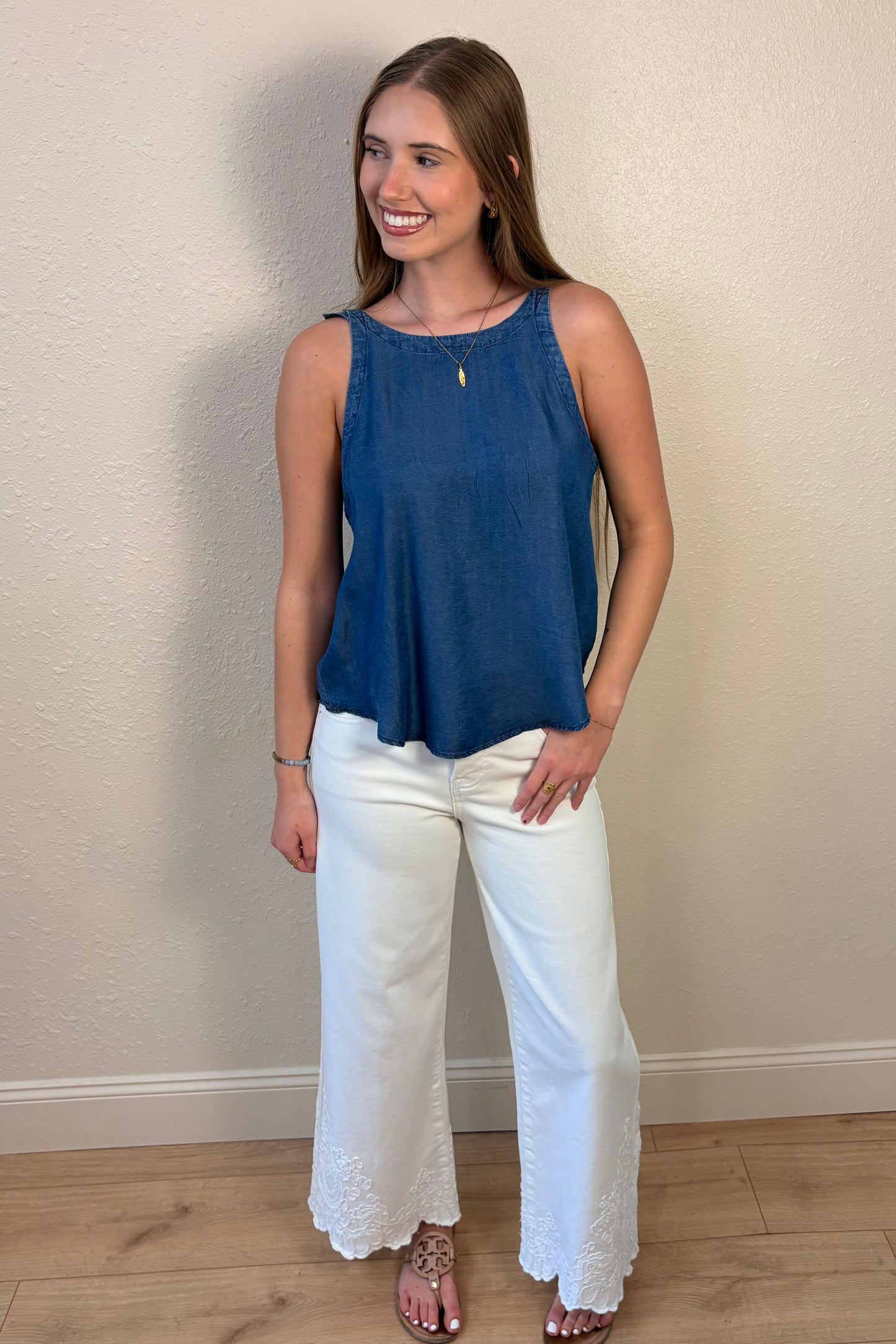 Amelia Mineral Wash Denim Tank