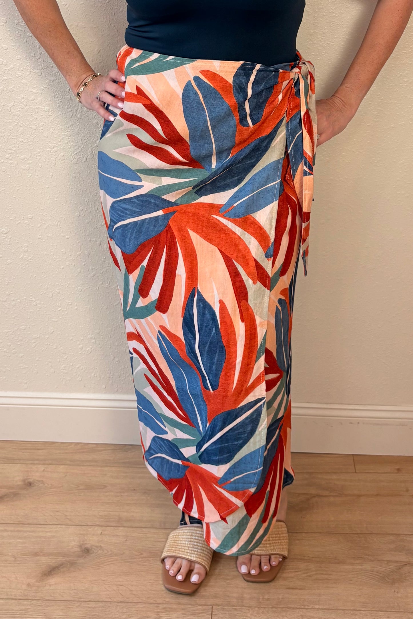 Isla Tropical Print Wrap Skirt