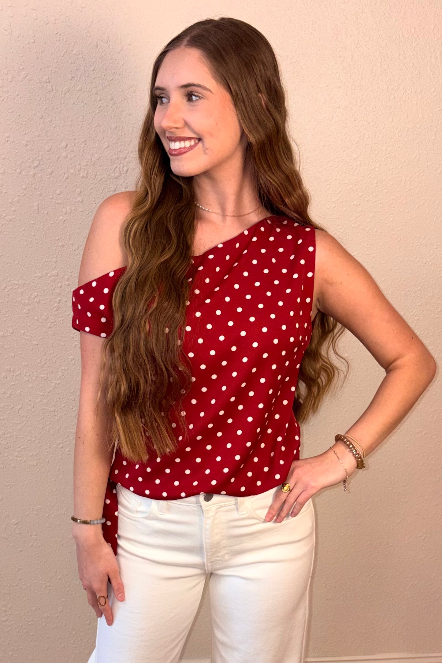 Soleil Off the Shoulder Polka Dot Top