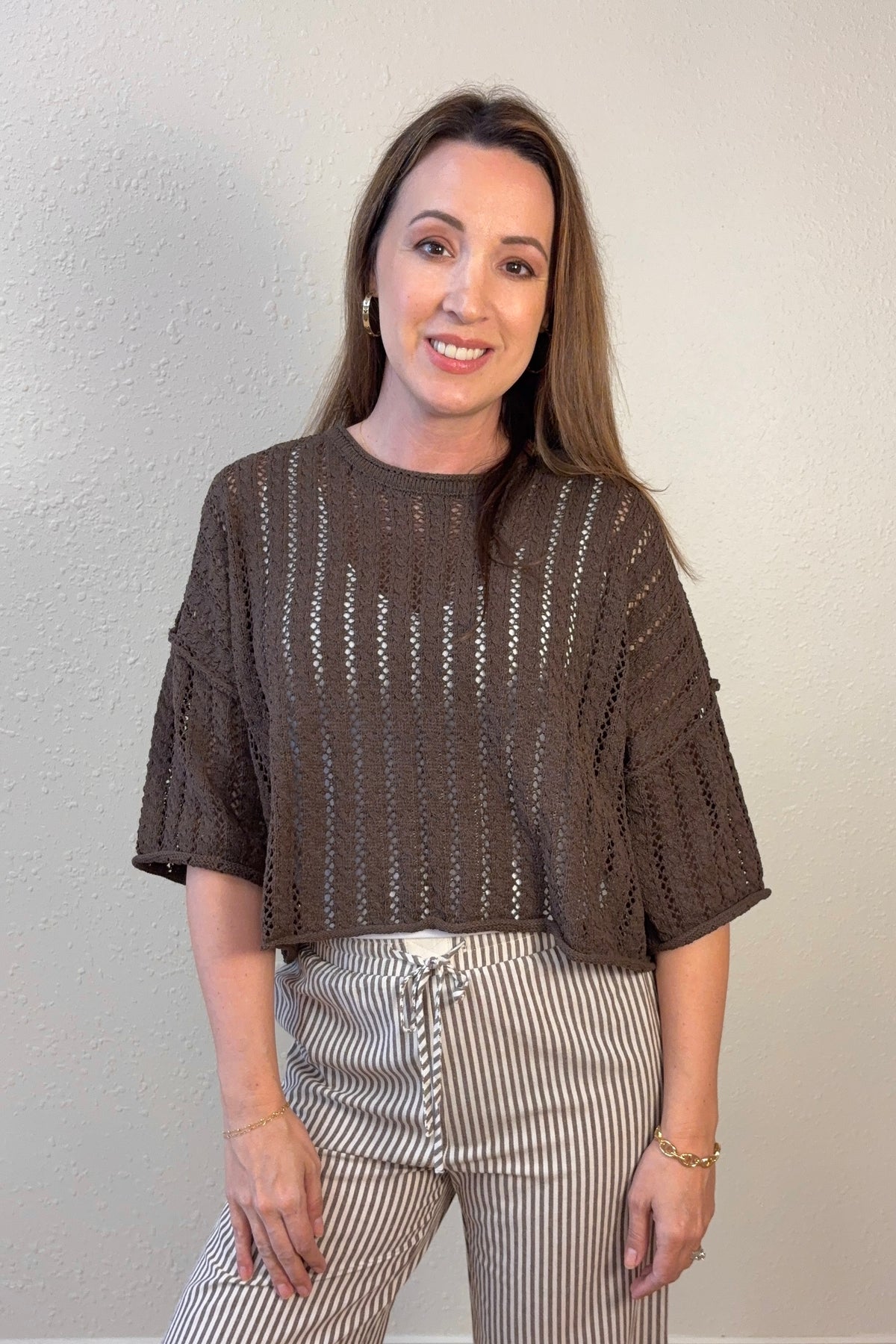 Abby Open Knit Cropped Sweater